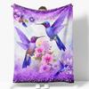 Purple Hummingbird Flowers Throw Blanket Hummingbirds Blankets Hummingbird Decorations Home Decor Christmas Gifts Housewarming