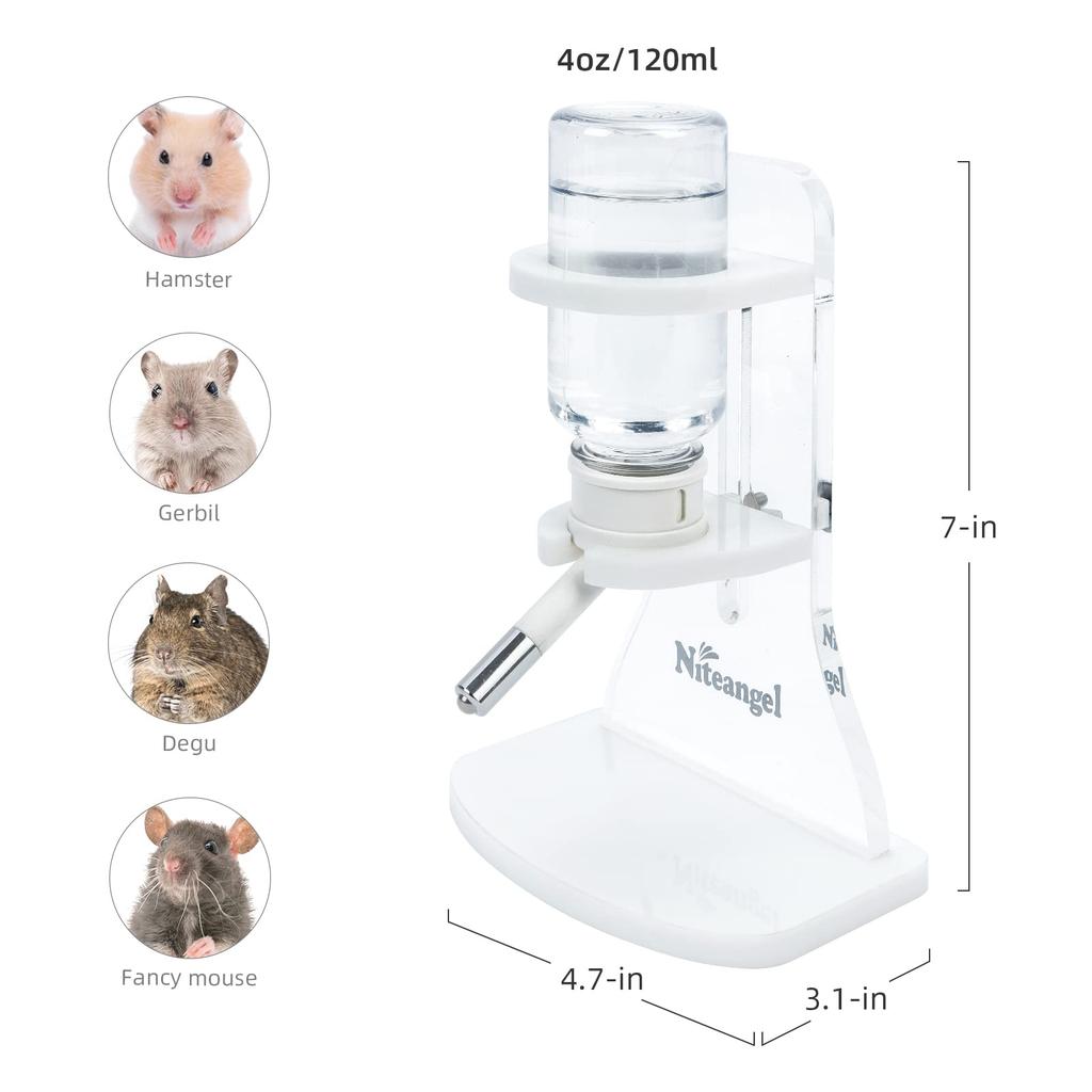 Niteangel Trinkflasche, 120ml Haustier-Trinkspender für Kleintiere wie Hamster, Kaninchen, Rennmäuse, Meerschweinchen, Chinchillas und mehr (klar)