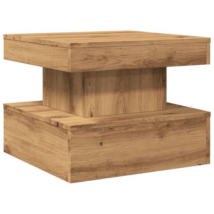 VidaXL Table basse avec lumières LED chêne artisanal 50x50x40 cm, table d'appoint, table de salon, table latérale, bout de 857713