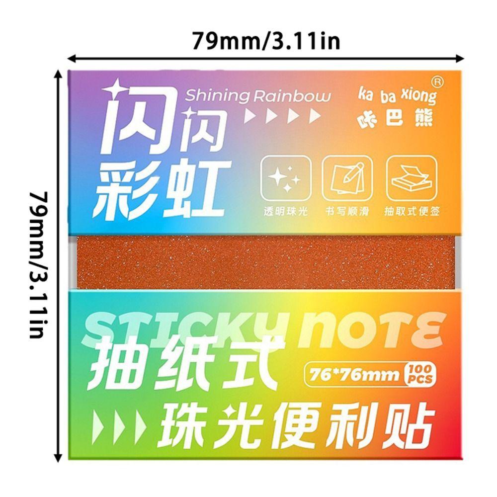 100sheets Pearlescent Sticky Notes Pull-out Sticky Memo Simple Note Paper  Gift