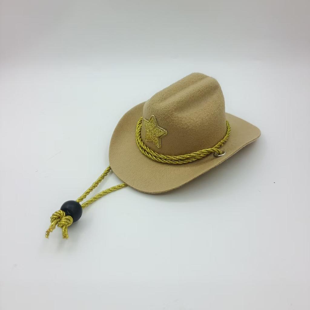 Pet Cowboy Hat Pentagram Gold Wire Silver Thread Chin Rope Cat Cowboy Hat Holiday Party Western Cowboy Hat