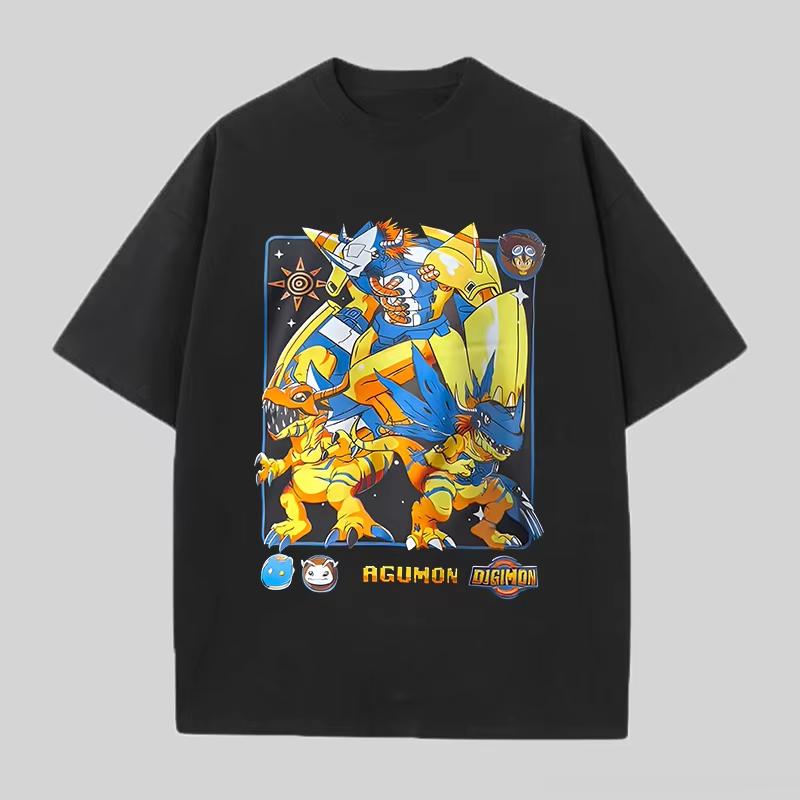 2026 Unisex's Digimon Anime T Shirt White Cotton Agumon Graphic Print Casual Short Sleeve Tee for Otaku Daily Wear Campus Street