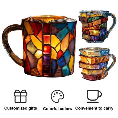Painted Book Coffee Mug Unny Reading Coffee Mug Gifts for Home Office Decoration