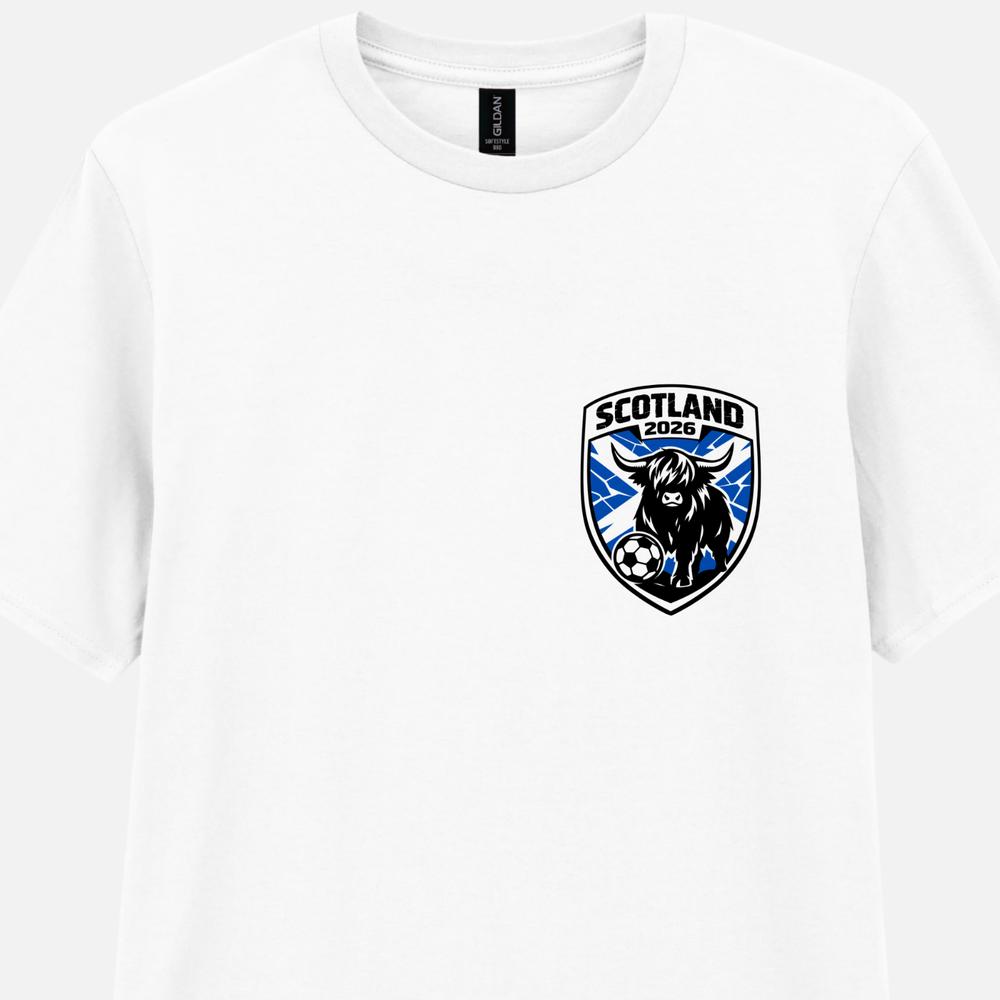 Scotland 2026 Tee World Cup Highland Cow Badge Well Be Coming Football TShirt