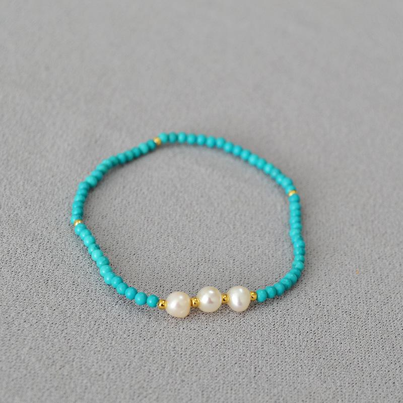 Французский нишевый дизайн ретро литературный пресноводный неправильный жемчуг бирюзовый бисер простой классический темперамент ожерелье