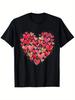 Glitzerherzen Collage Valentinstag T-Shirt Herren Damen Baumwolle Lässig Kurzarm Rundhals T-Shirt Geschenk