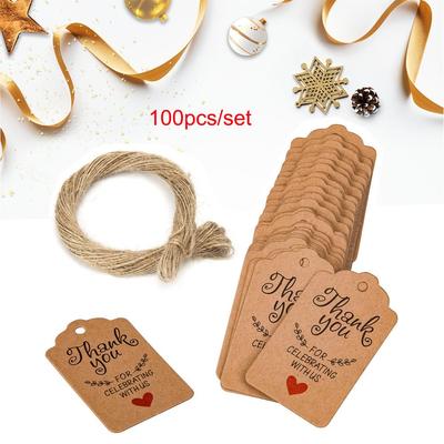 DIY Round Handcraft Wedding Supplies Kraft Paper Tags Hang Tag Thank You Labels Merry Christmas