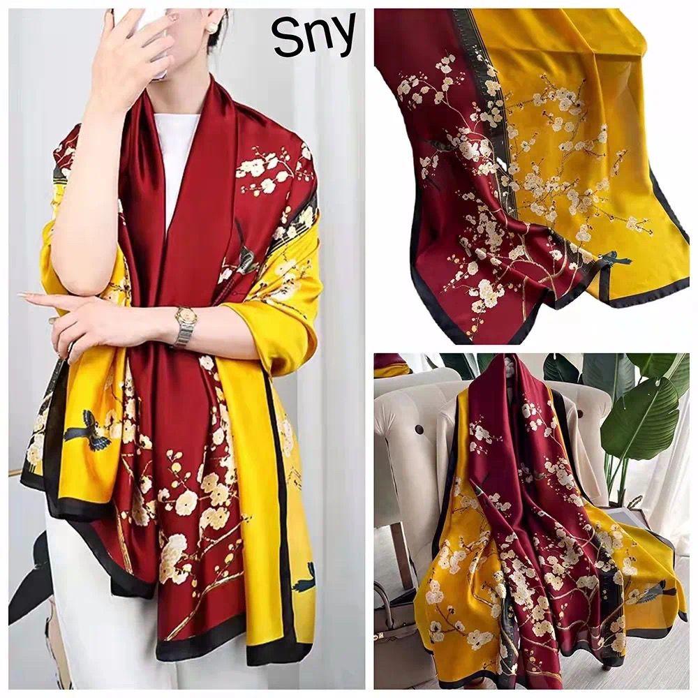 180*90 cm Luxus Marke Frauen Sommer Silk Schals Schal Dame Wrap Weiche Weibliche Europa Designer Strand Bandana