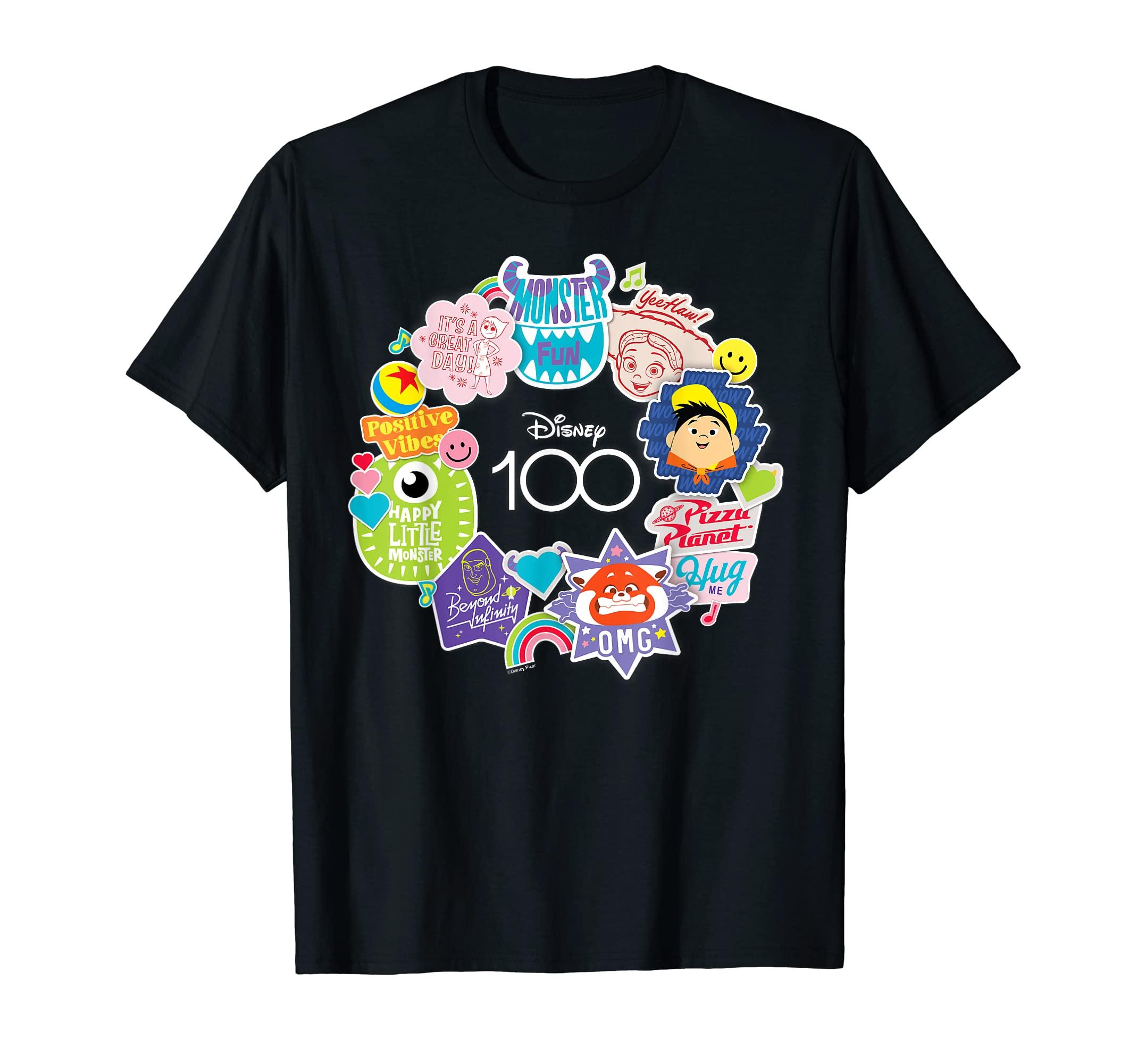 

Disney Disney 100 Pixar Happy Face Sticker Circle D100 Мужская футболка