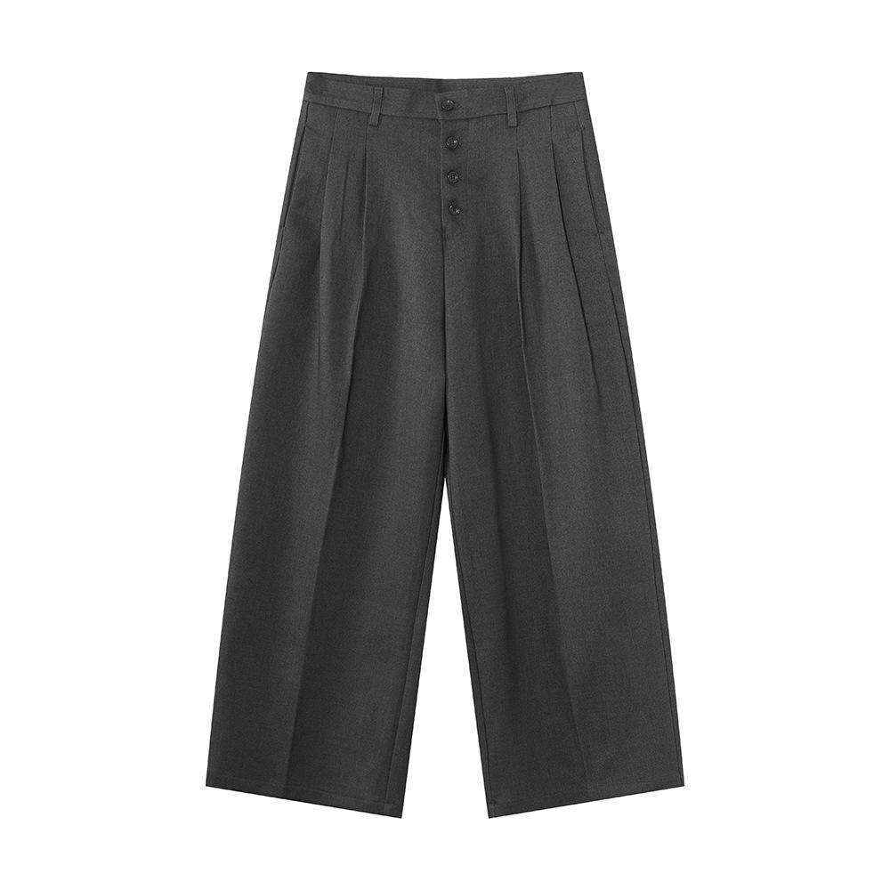 | Retro old money style, high-end multi-button design, drape wide-leg casual trousers tide