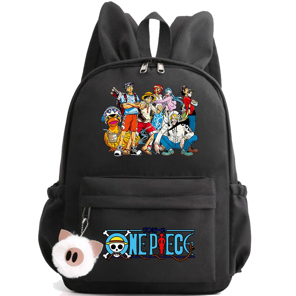 Anime Printed One Piece Backpack Knapsack Kids Boy Girl School Bag Teenager Student Cartoon Bookbag Outdoor Rucksack