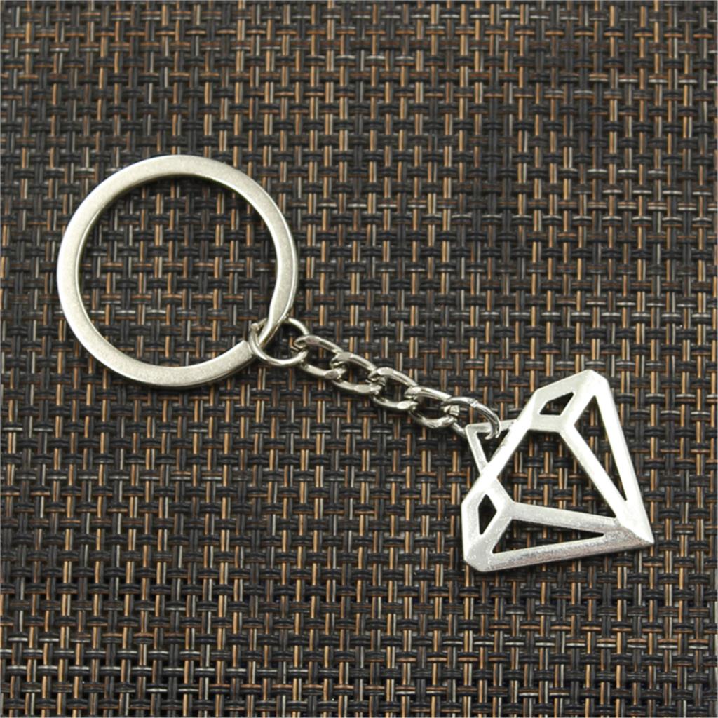 Fashion Diamond Shape Logo 28x30mm Pendant 30mm Key Ring Chain Bronze   Men Car Gift Souvenirs Keychain