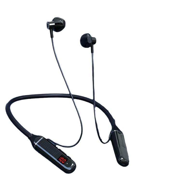 Bluetooth 5.0 Neckband Earphones with Digital Display, Dual Earbuds, Neck-hanging Design, 500mAh Battery for Ultra-long Life