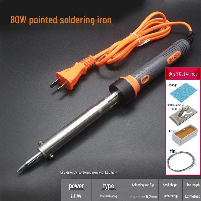Eco-Friendly Industrial Grade Soldering Iron with Light, 80/100/150W Hot Stamping External Heating and Knife Tip