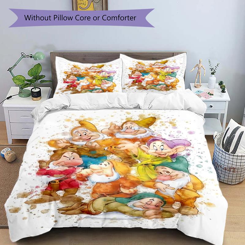 3pcs The Seven Dwarfs Quilt Set Soft and Comfortable Bedroom, Guest Room and Dorm Decor Bedding Set W096