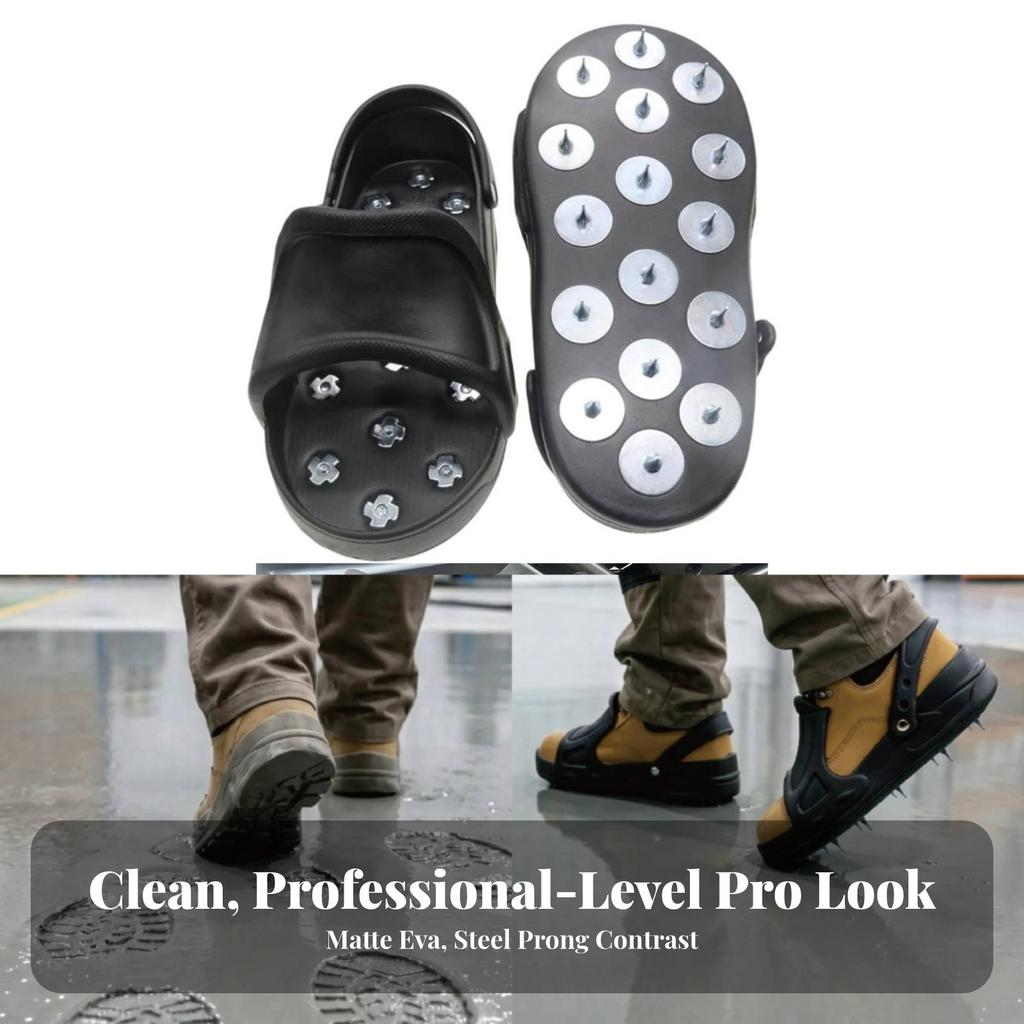 Low-Arch Studded Floor Shoes with Heel Strap Slip-Resistant Work