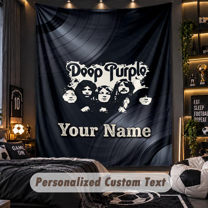 TapestryDeep Purple Custom Name Text Personalized Wall Hanging Tapestry Home Wall Decor