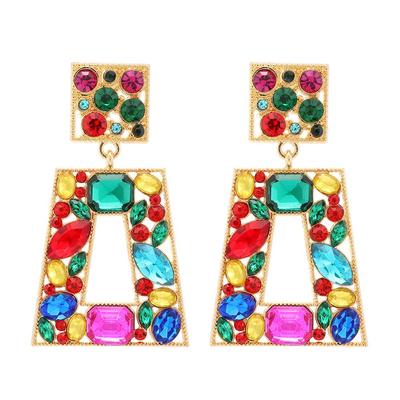 Retro Legierung Strass Geometrische Trapez Ohrringe: Damen Luxus Elegant Hängend