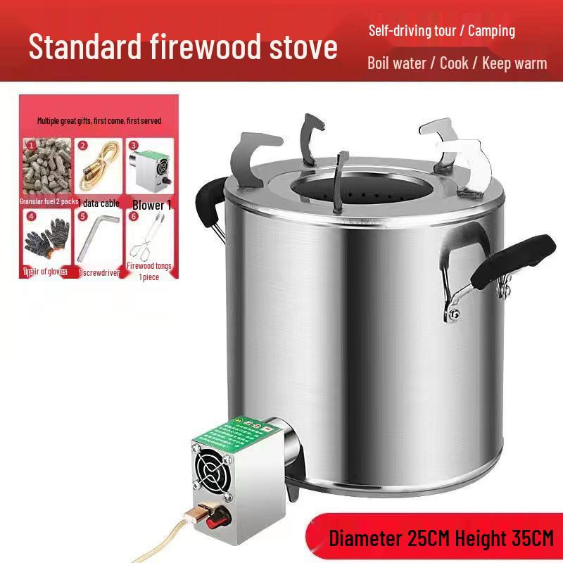 Portable Outdoor Wood & Gas Camping Stove - Smokeless, Eco-Friendly, Household Use