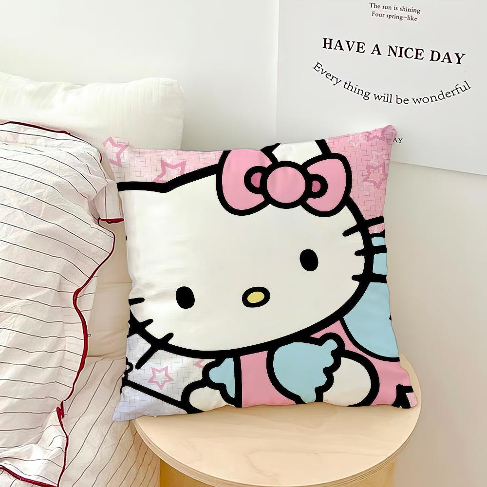Cute Cartoon Art Cat H-Hellokitty Kawaii Cushion Cover Soft Pillow Case For Sofa Living Room Home Office Decor Protective Covers