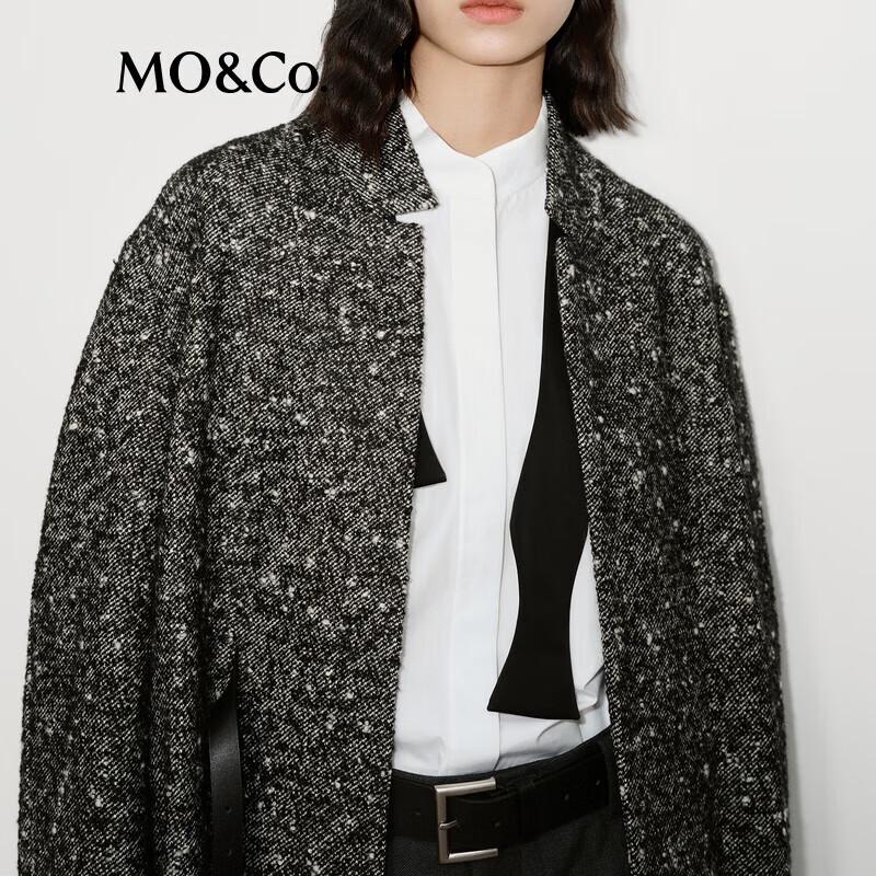 MO&Co. Women's Wool Blend Loose Fit Longline Coat with Belt