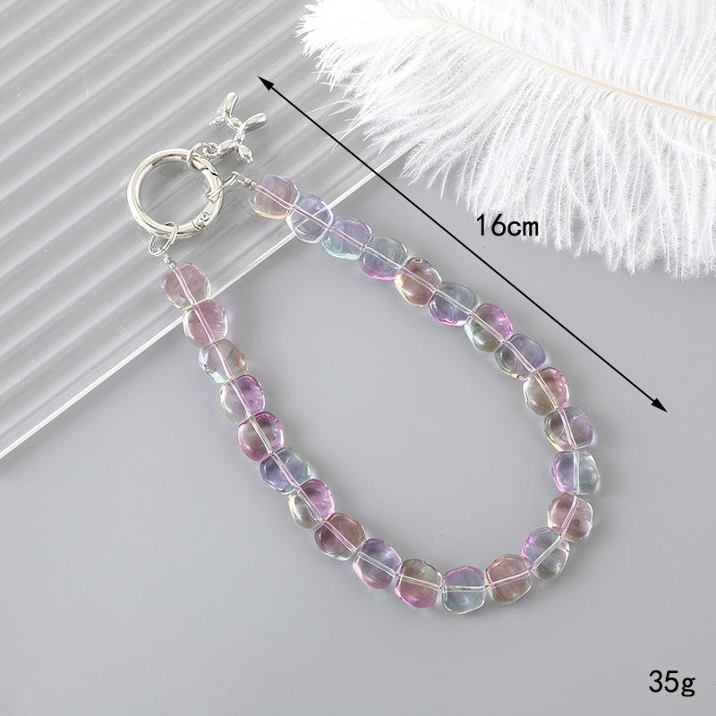 Creative new textured crystal beaded pendant with plated heart-shaped chain, phone case keychain accessory Pendant