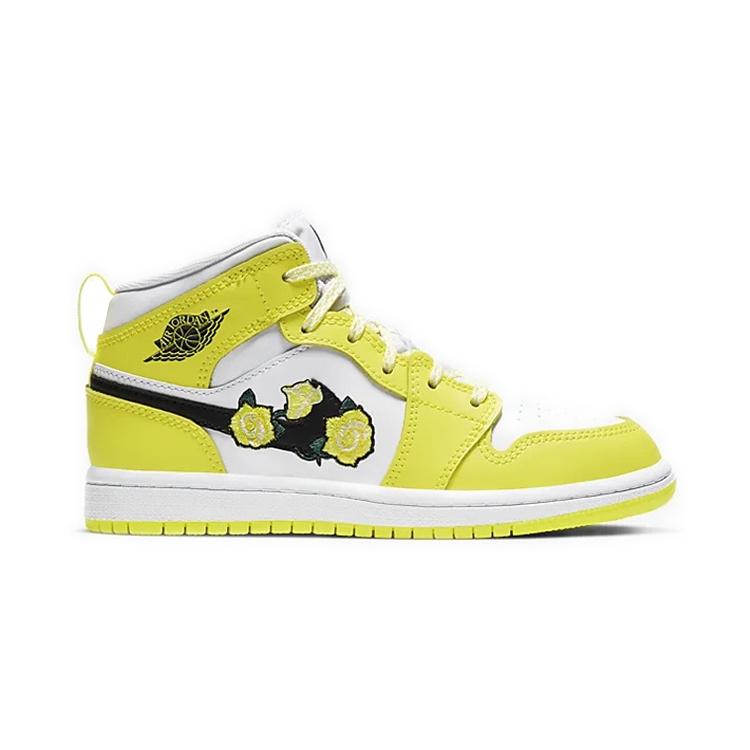 (PS) Air Jordan 1 Mid SE 'Rose Patch - Dynamic Yellow' Kids' AV5173-700
