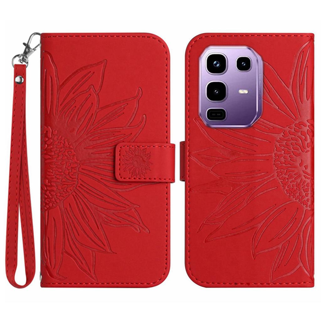 For Infinix Note 50 Pro 4G/50 4G Case Sunflower Imprint Leather Wallet Phone Cover with Wrist Strap