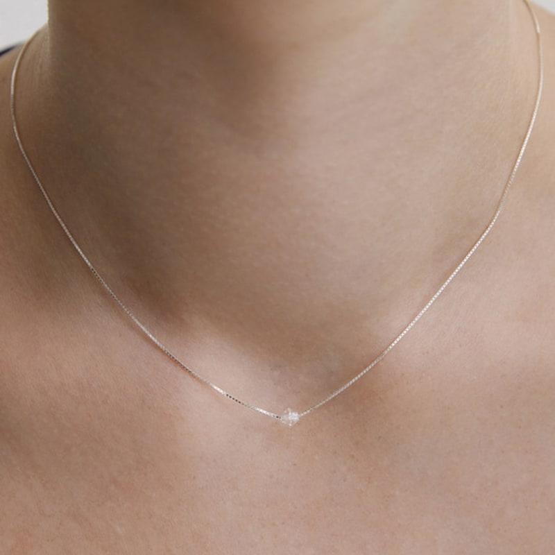 TATIANA (925 Silver) Only Crystal Box Chain Necklace NZ2403