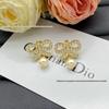 Diga D Inlaid Diamond Tassel Pearl Stud Earrings - Women's High-End Fashion, Original Steel Stamp Design