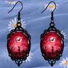 Gothic Crow on Skull Cross Earrings - Halloween Gift