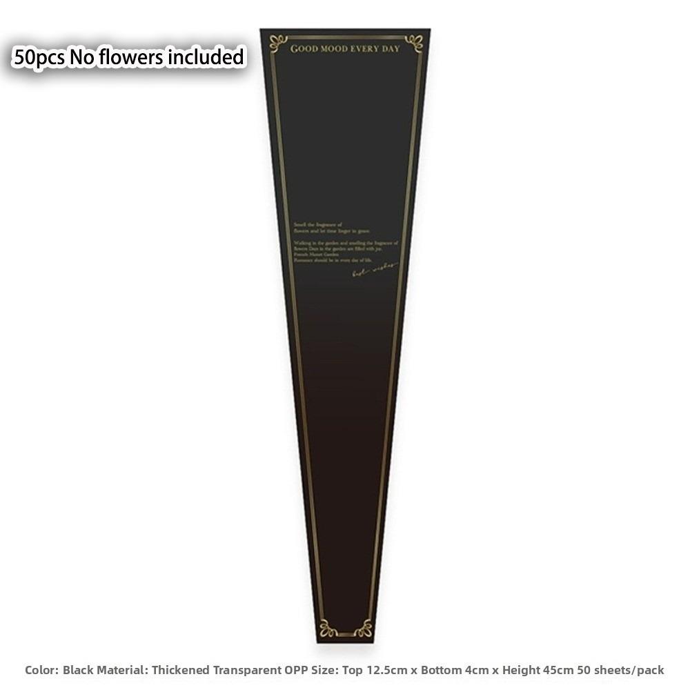 50pcs DIY Single Rose Sleeves Transparent Bouquet Packaging Sleeve  Anniversary чёрный