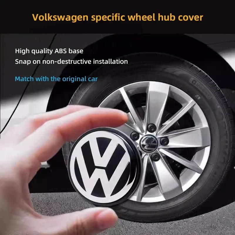 QEJMX1 For VW Volkswagen Jetta MK5 Golf 4Pcs Volkswagen Wheel Center Cap Car Hub Cover Accessories For VW GTI Polo Golf Passat Tiguan A