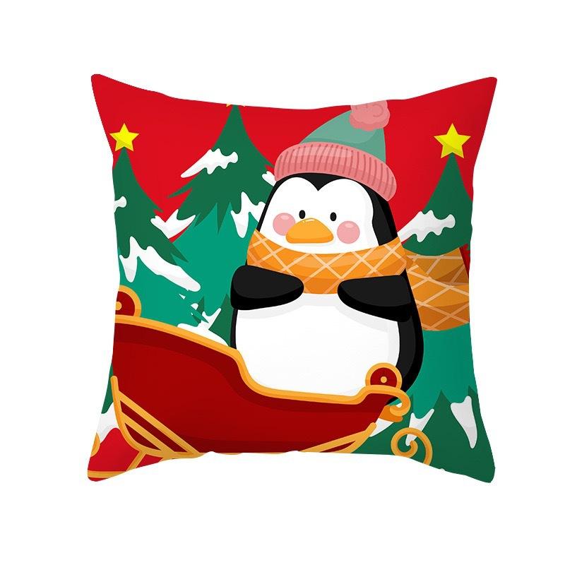 Cartoon Christmas Pillowcase Printing Cross-border Pillowcase Living Room Sofa Home Cushion Cover Wholesale