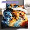 Flame Wolf  Pattern Bedding Quilt Set Quilt Cover Pillowcase Home Decoration  Gift (1 * duvet cover + 2 * pillowcase, without core)