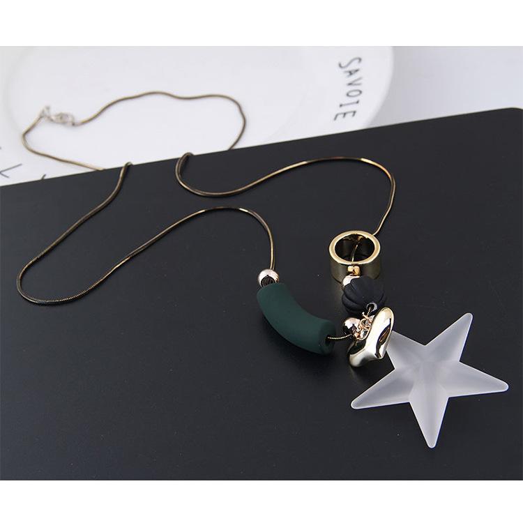 

Стильное, простое матовое прозрачное персонализированное длинное ожерелье с пентаграммой, геометрическая цепочка-свитер Love