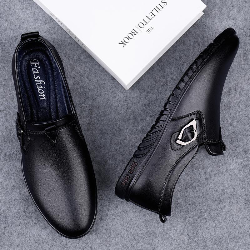 Mens Casual Genuine Leather Shoes Soft Slip on Loafers Non Slip Breathable Driving Flats Spring Walking Business Shoes Mocassin