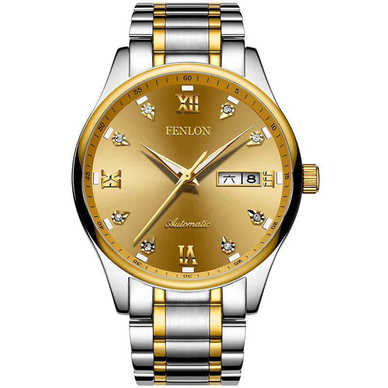 Fashion Stainless Steel Mens Mechanical Business Wrist Watch Top Brand Luxury Skeleton Male Clock
