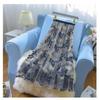 Qooth Women A Line Tulle Embroidered Flowers Skirt Wide Hem Mid Length Elastic Waist Skirt QT2654