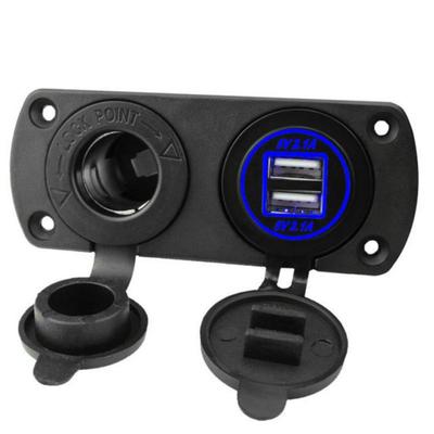 Vodotěsný upravený panel do auta: 2-portový USB a 12V zásuvka zapalovače cigaret, 5V/4,2A pro automobily nebo jachty.