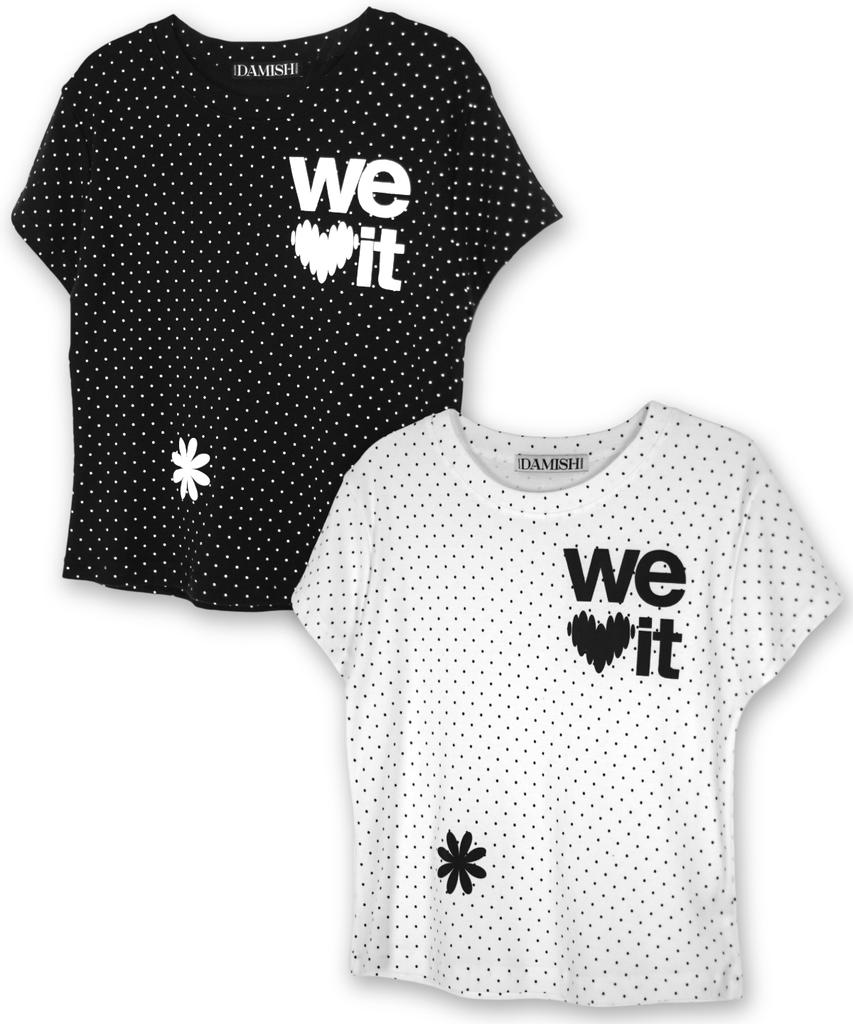 Damiswi We Love It Graphic Dot T-Shirt_Black