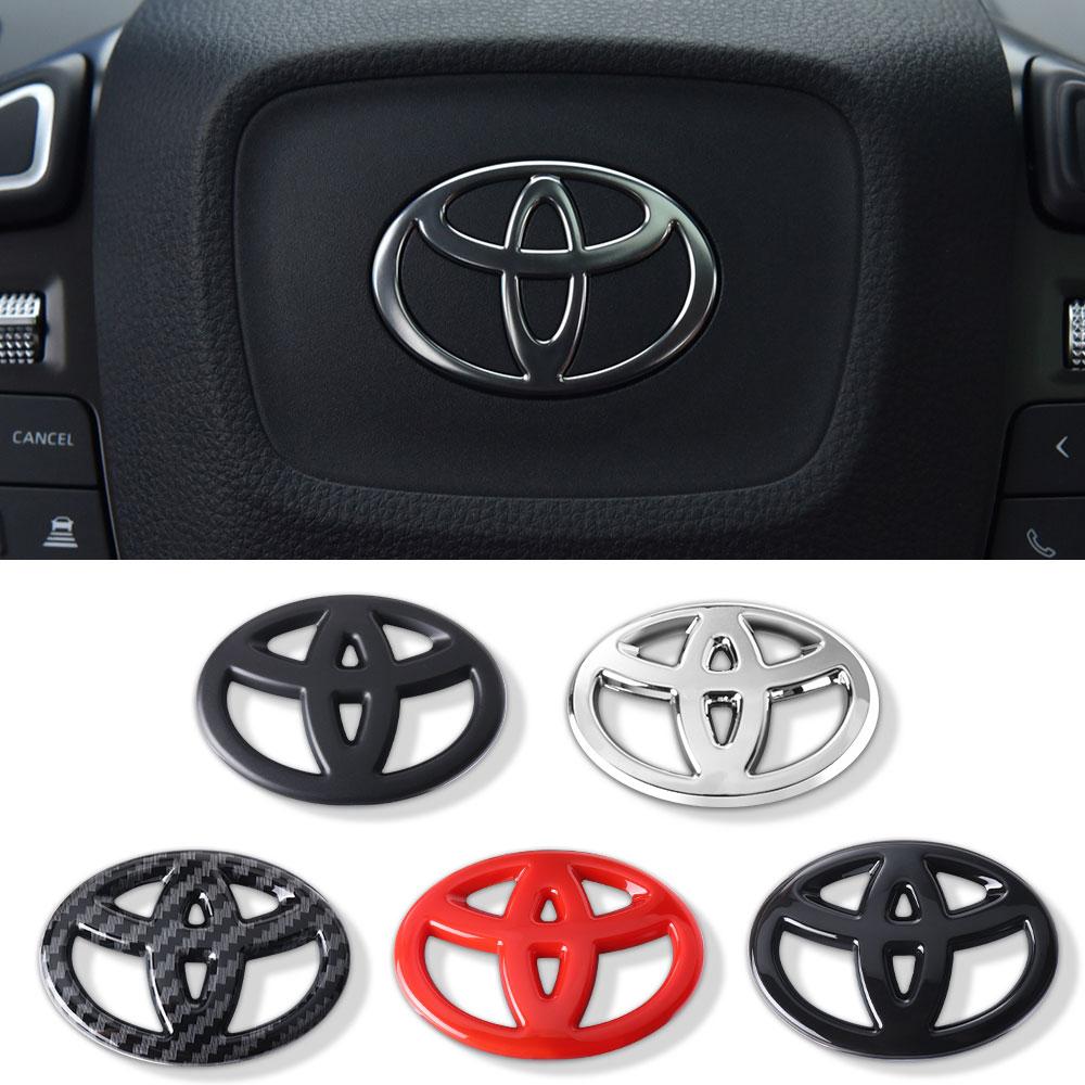 2026 Nuovo Per Toyota 1 Pezzo Auto ABS Fibra di Carbonio Logo Volante Emblema Copertura Adesivo Per Toyota Fortuner CHR Verso Prius Hiace nero