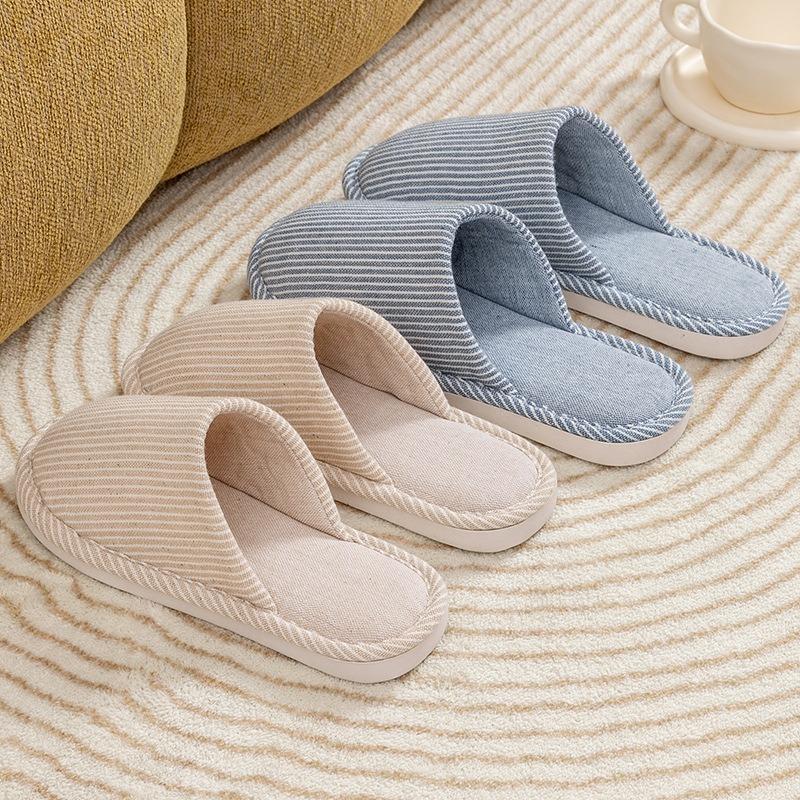 Japanese Home Cotton Slippers Autumn and Winter Couple Floor Men and Women Non-slip Soft Bottom Confinement Cotton Slippers
