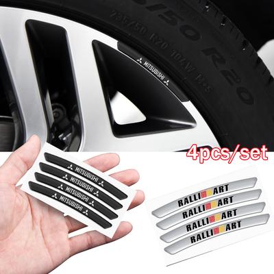 Aluminum Car Emblem Wheel Rims Sticker Decoration Badge Decal Styling For Ralliart Lancer Outlander Pajero ASX Galant
