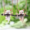 Creative Car Rearview Mirror Pendant Cute Cat Branch Swing Hanging Pendant Car Interior Decoration Car Interior Accessories