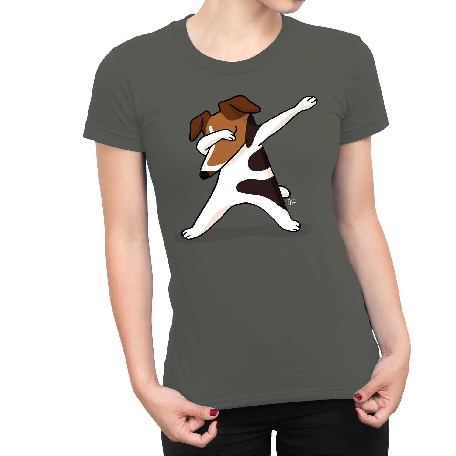1Tee Womens Dabbing Dog T-Shirt S