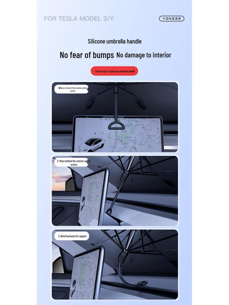 Tesla Model 3/Y Windshield Sunshade: Heat Insulating Sun Visor for Refreshed Model