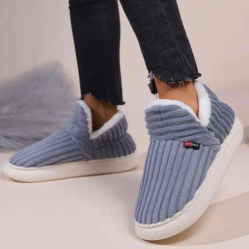 Winter Plush-Lined Slipper Boots for Women - Thick Sole, Indoor/Outdoor Warmth, Soft Fabric,EVA Sole, Hand Washable