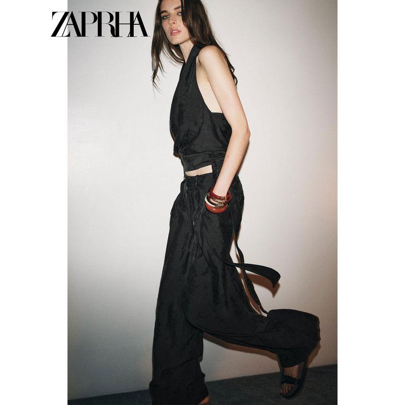 Zaprha 2025 Autumn New Sexy Backless Jacquard Floral Neck Collar Top Outer Wear Gyaru 2731264