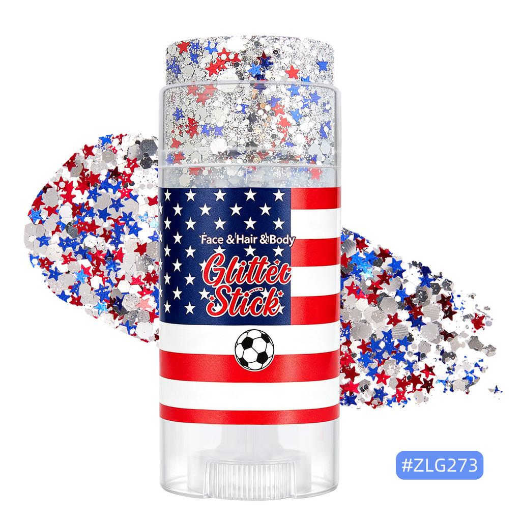 Red White Blue Glitter Gel Stick, Eye Makeup Face Hair Festival Glitter, Independence Day, Rave Party, Easy to Apply Long-Lasting Cosmetic Glitter